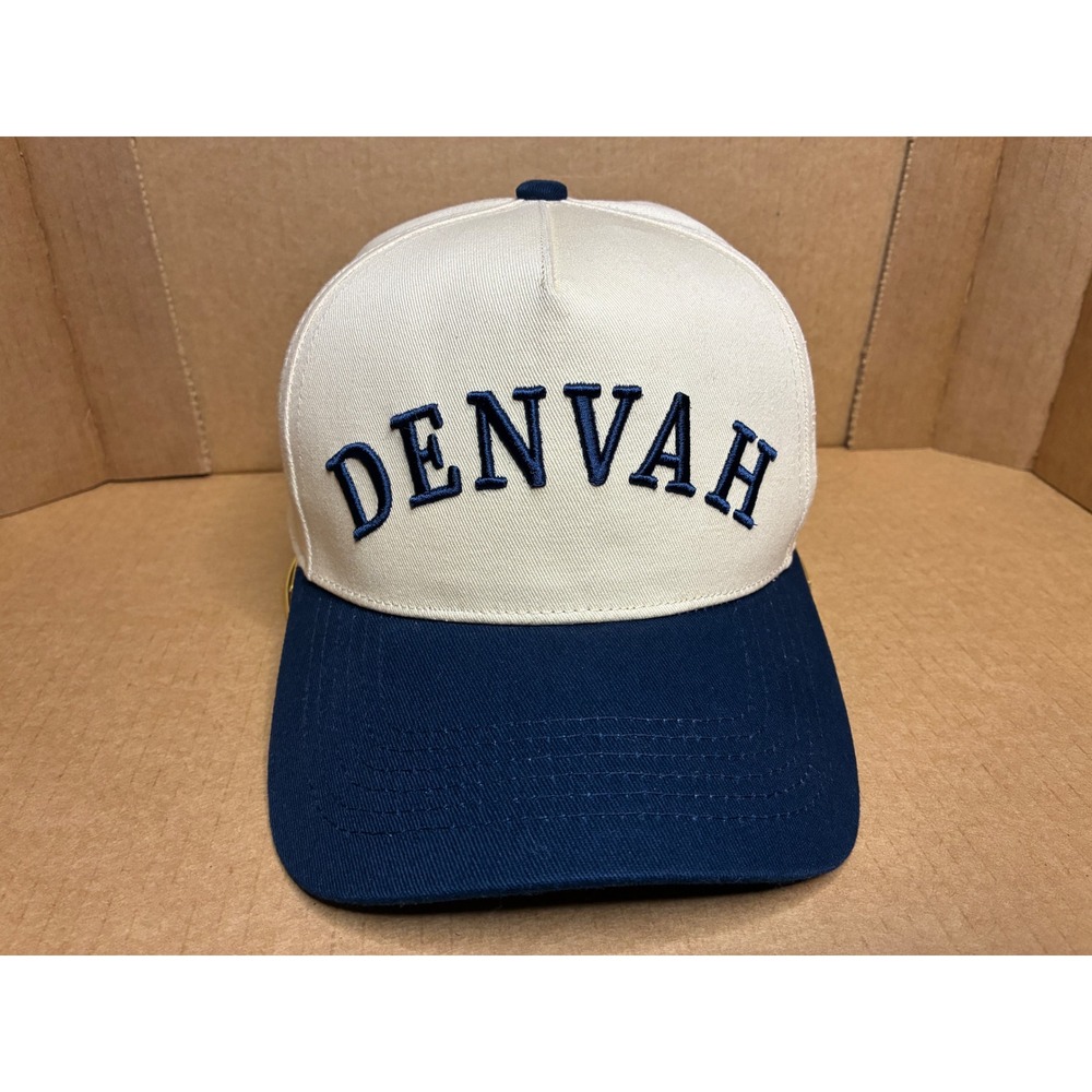 RSKF DENVAH Hat Unisex OS Navy & Natural Snapback Mountain Skyline Sold Out! NWT